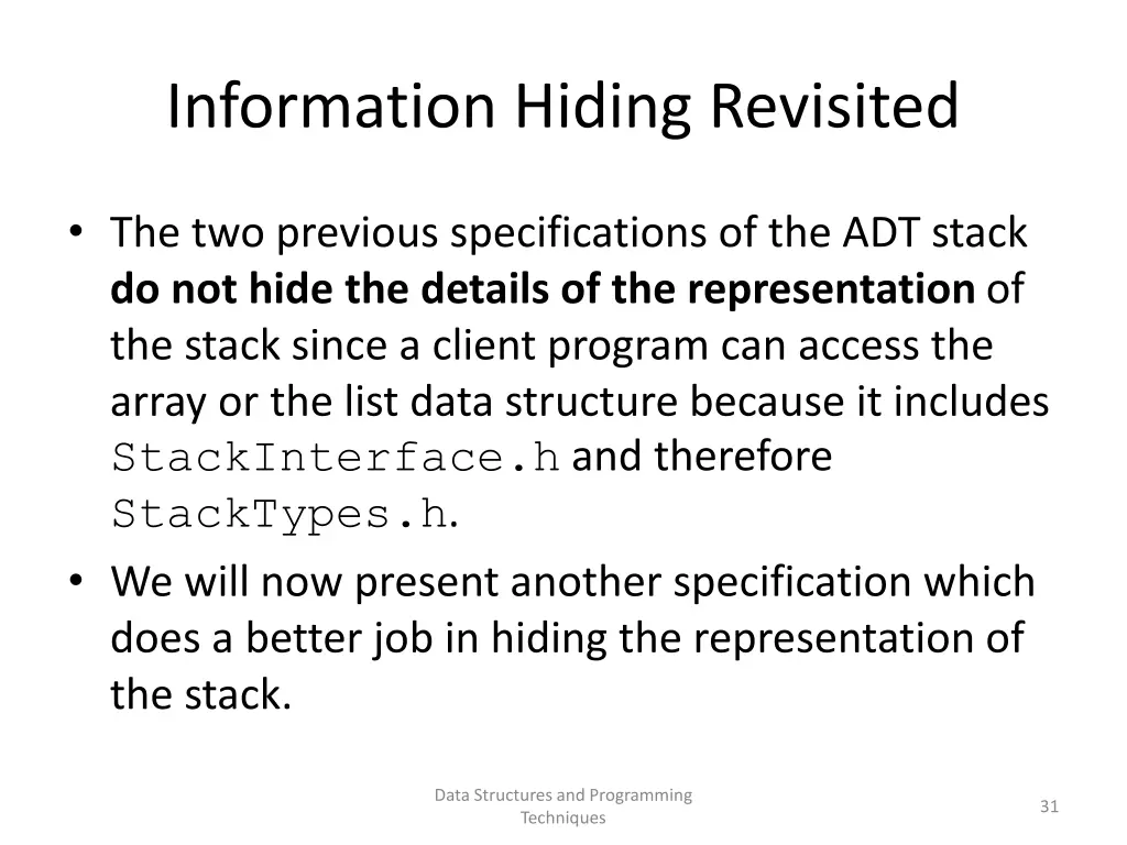 information hiding revisited