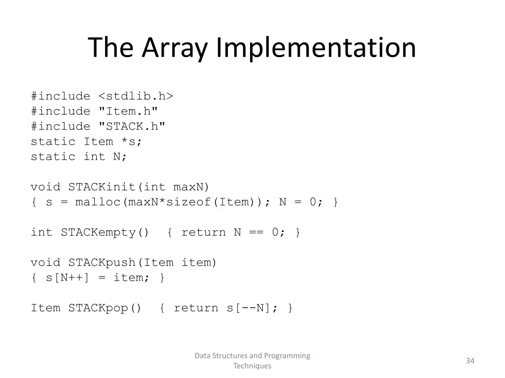 the array implementation