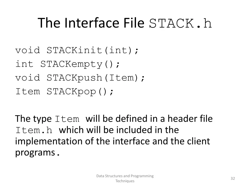 the interface file stack h