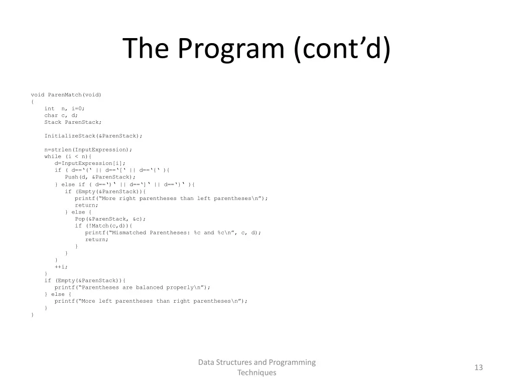 the program cont d