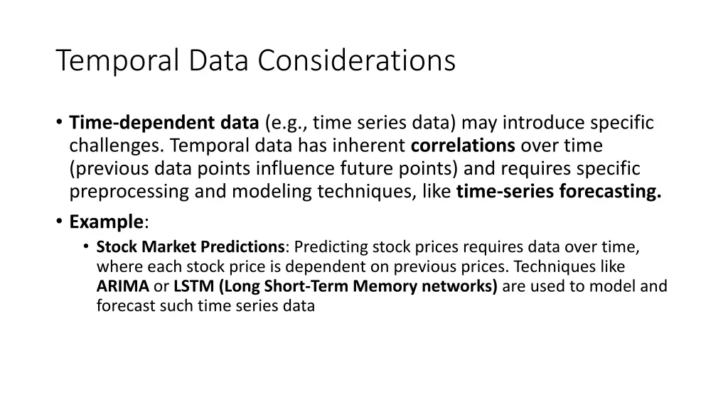 temporal data considerations
