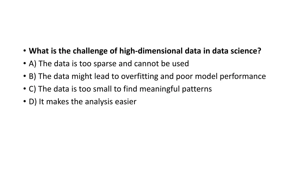 what is the challenge of high dimensional data