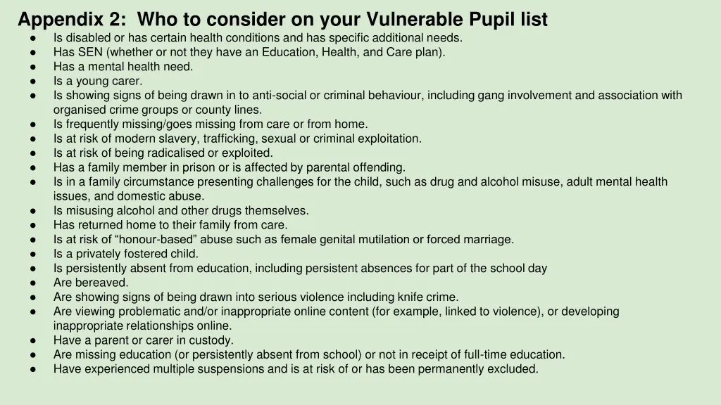 appendix 2 who to consider on your vulnerable