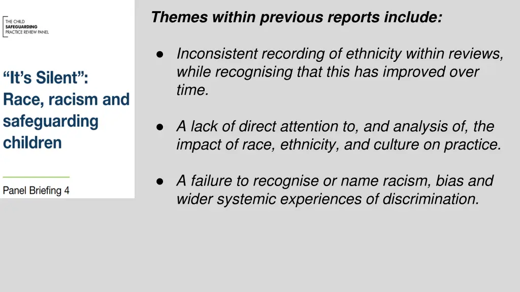 themes within previous reports include