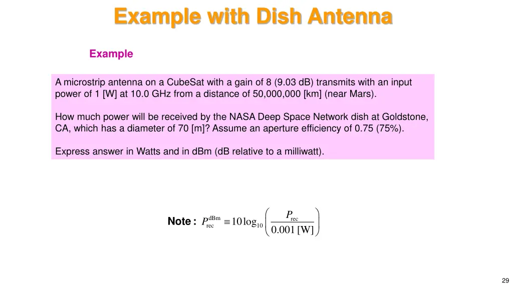 example with dish antenna