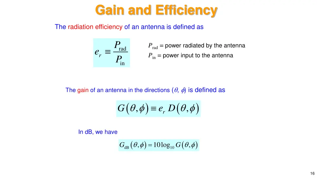 gain and efficiency