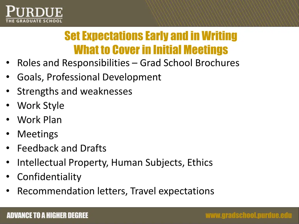 set expectations early and in writing what