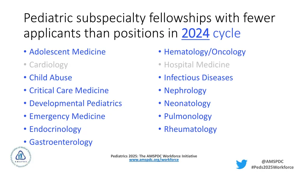 pediatric subspecialty fellowships with fewer