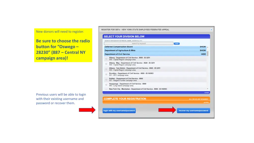 new donors will need to register