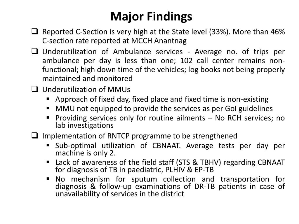 major findings 1