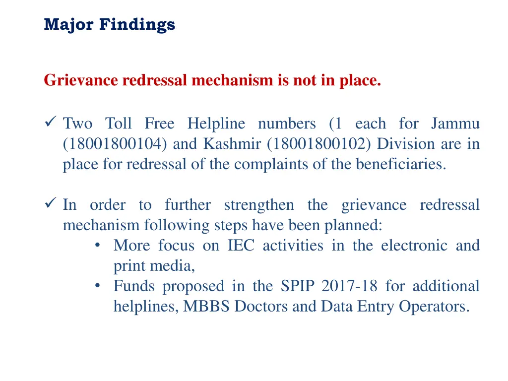 major findings 10