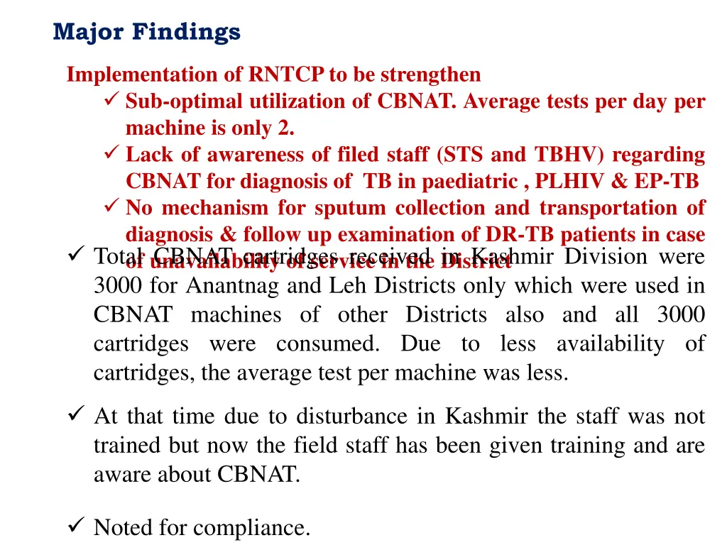 major findings 15