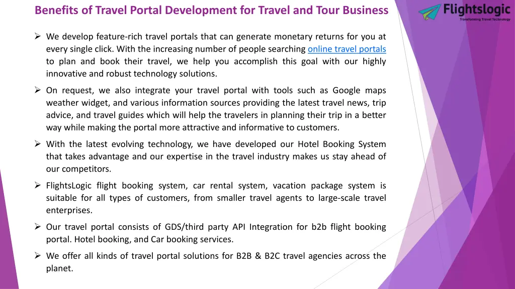 benefits of travel portal development for travel