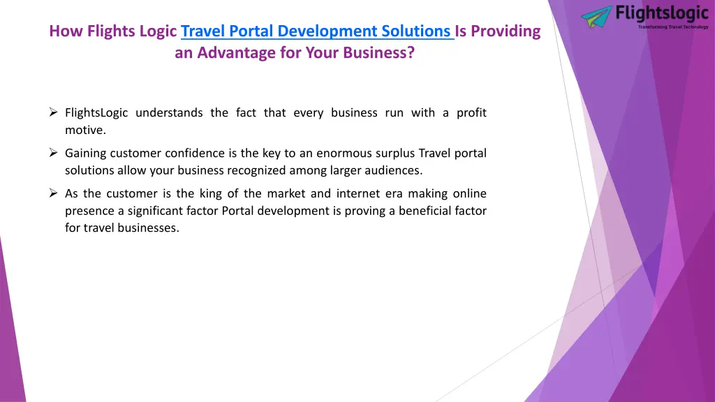 how flights logic travel portal development