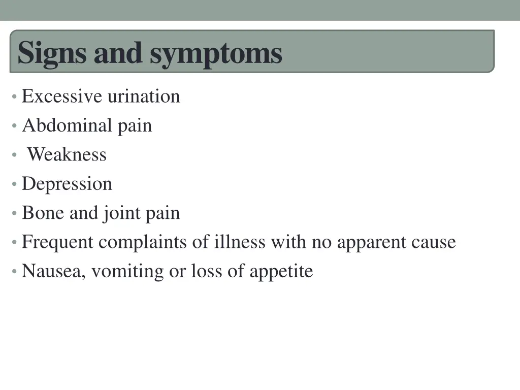 signs and symptoms