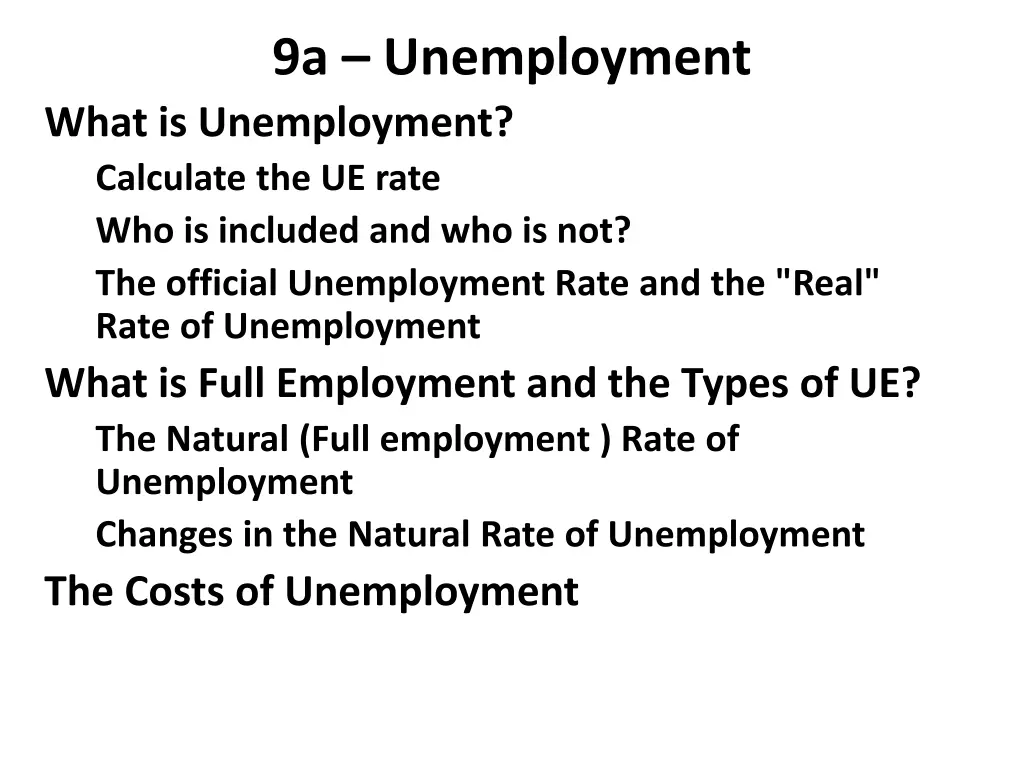 9a unemployment what is unemployment calculate