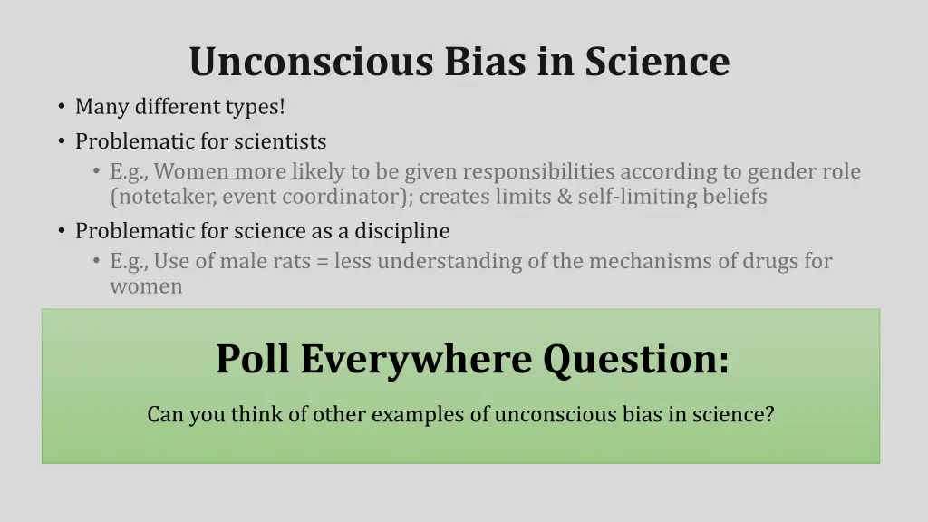 unconscious bias in science many different types