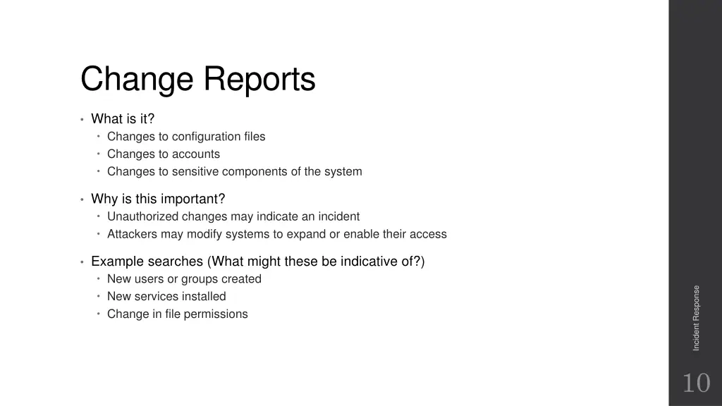 change reports