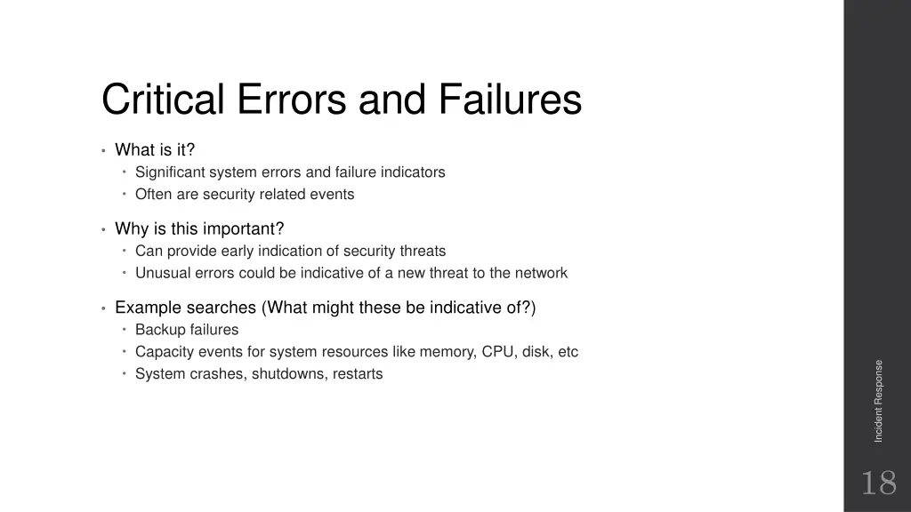 critical errors and failures