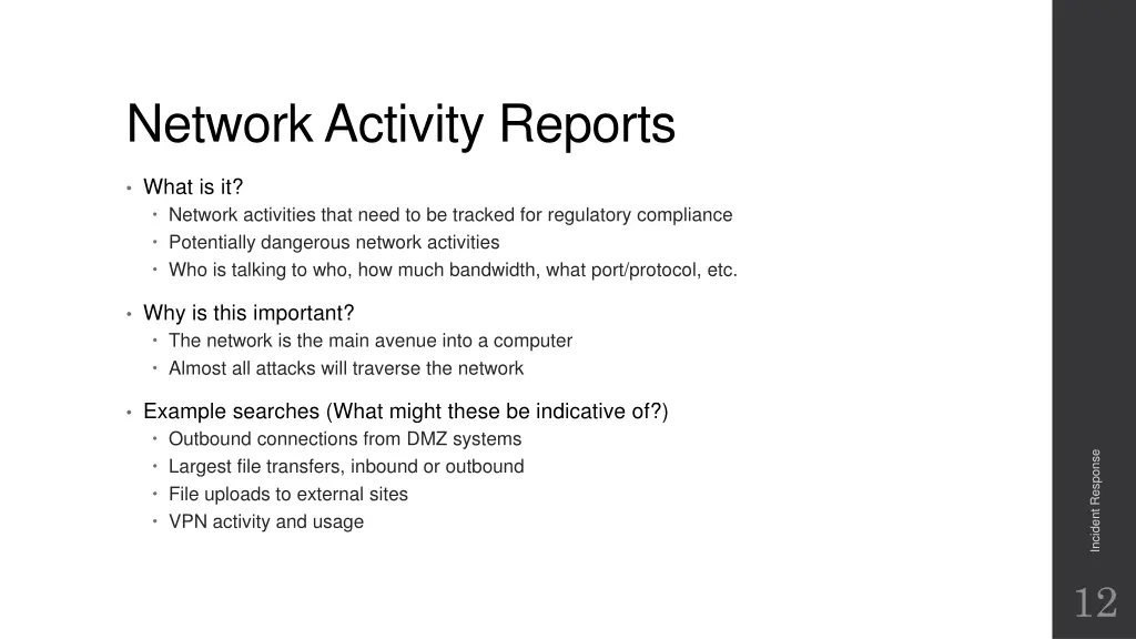 network activity reports
