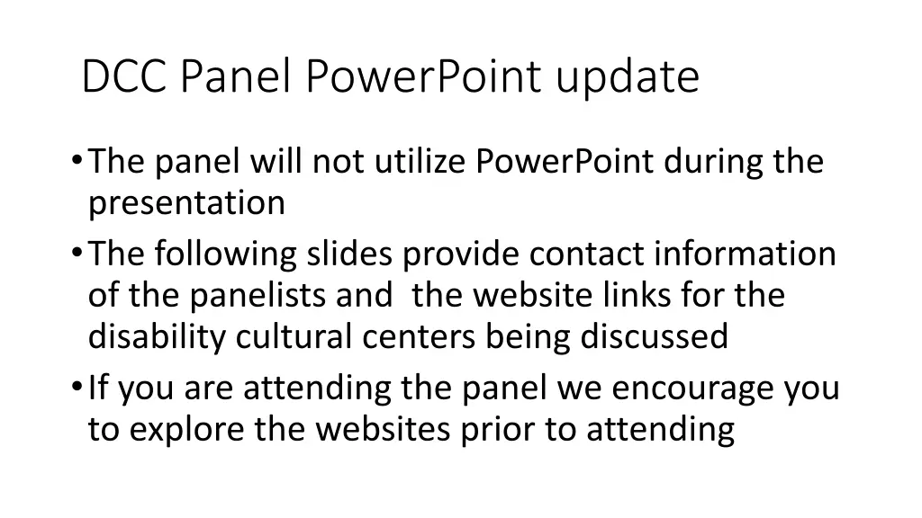 dcc panel powerpoint update