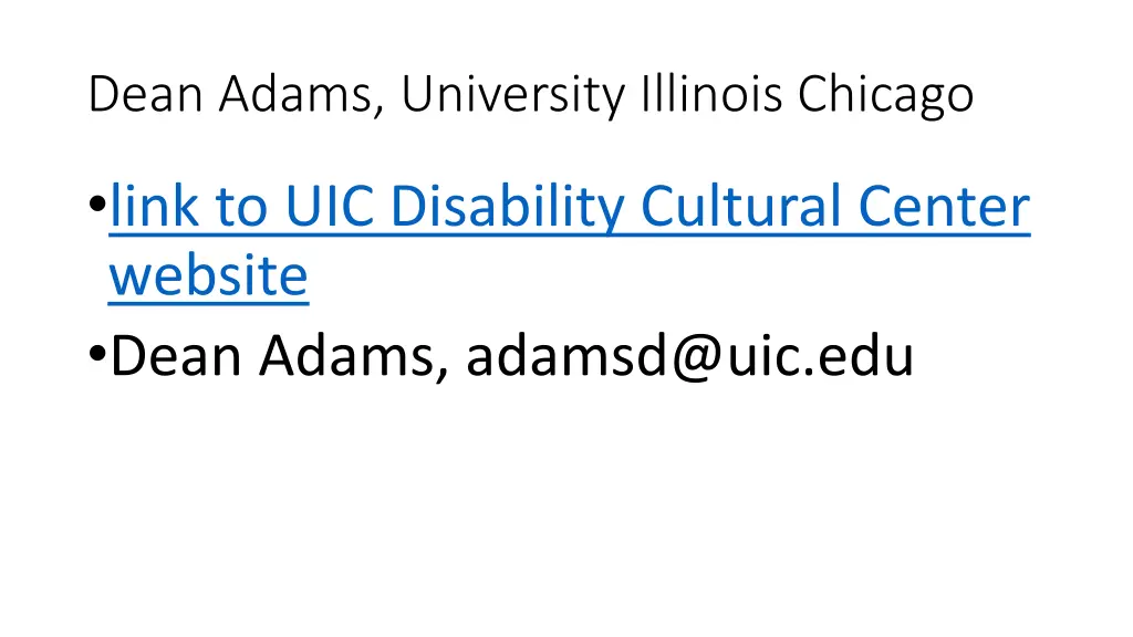 dean adams university illinois chicago