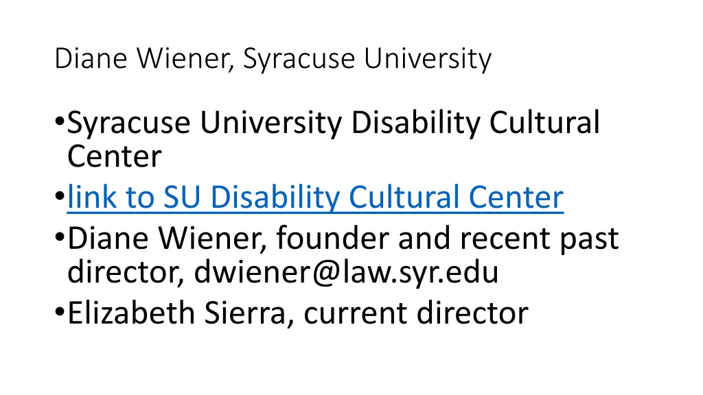 diane wiener syracuse university