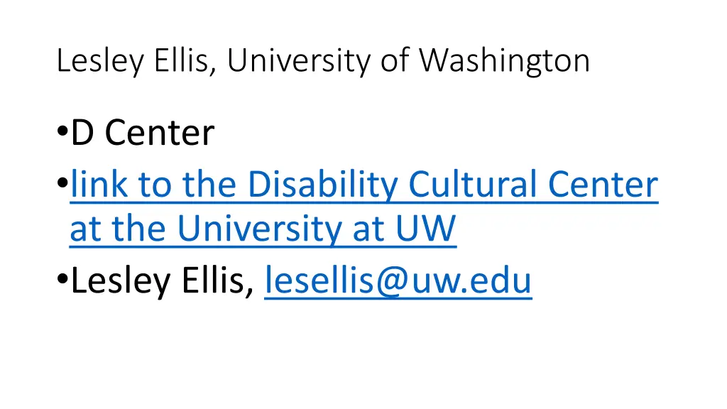 lesley ellis university of washington