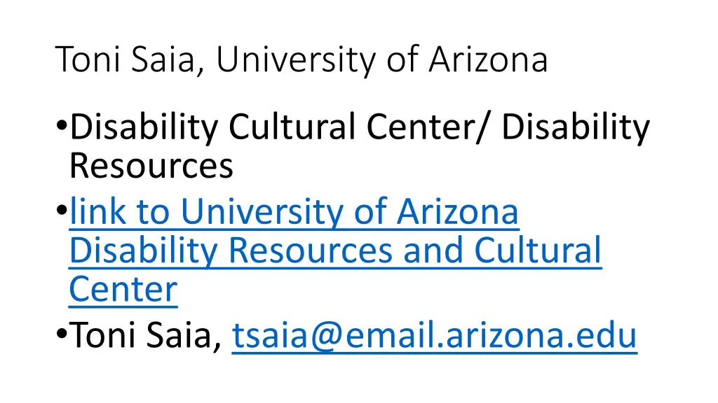 toni saia university of arizona
