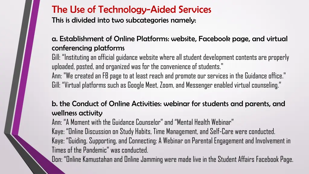 the use of technology aided services this