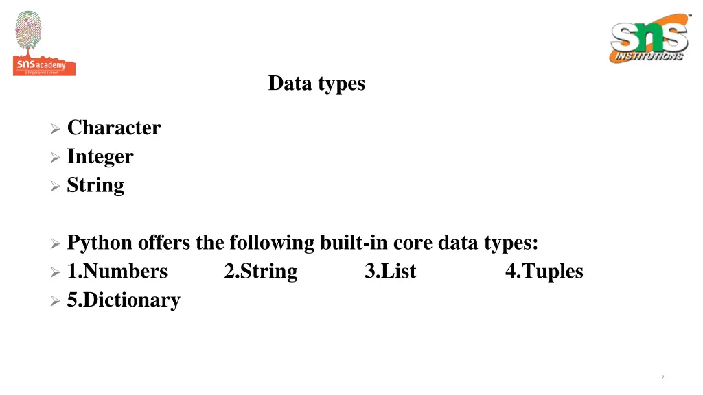 data types