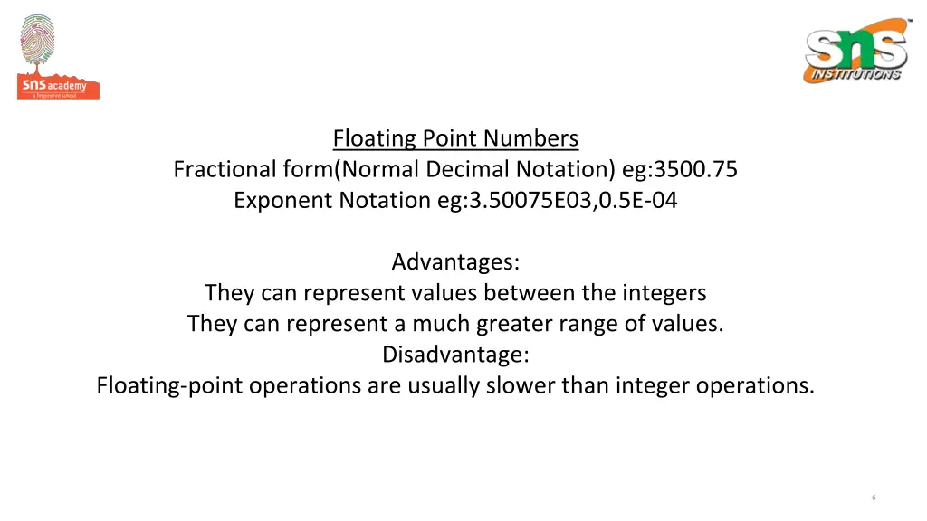 floating point numbers