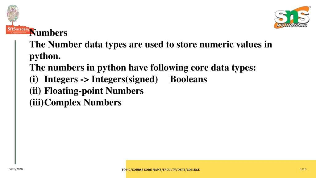 numbers the number data types are used to store