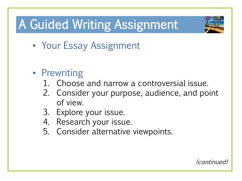 a guided writing assignment a guided writing