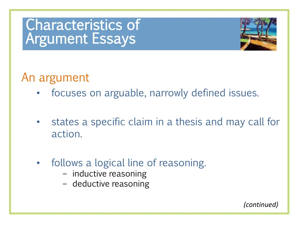 characteristics of characteristics of argument