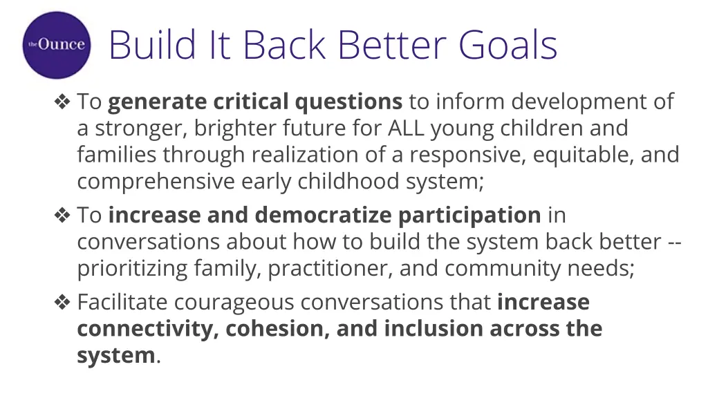 build it back better goals