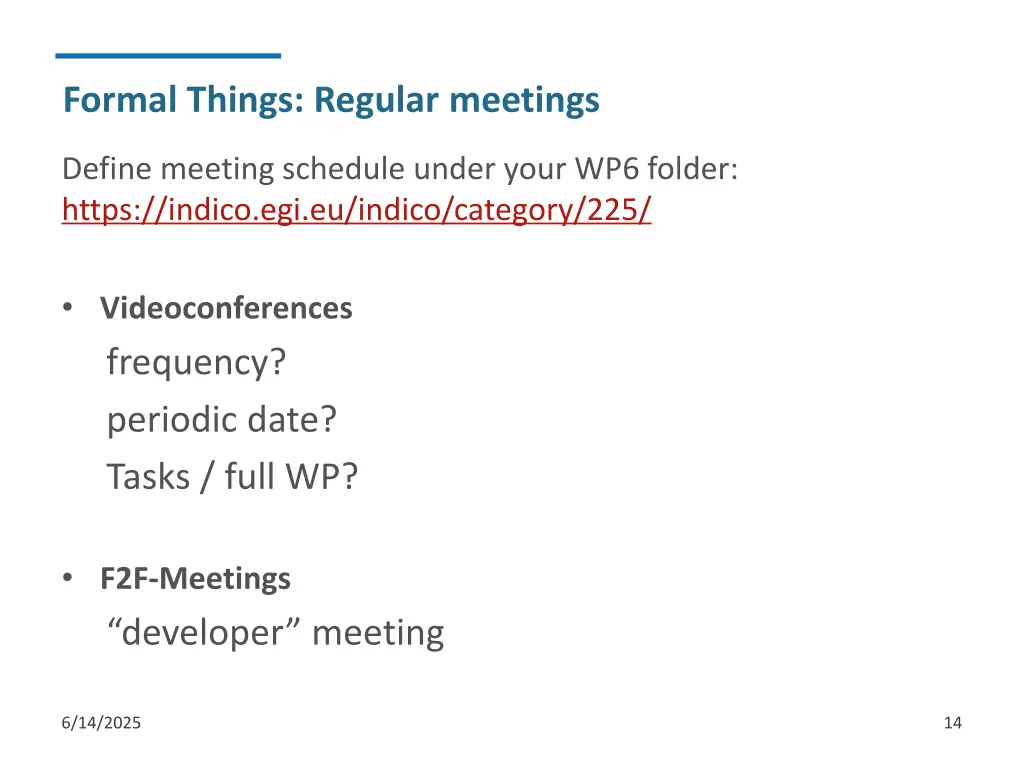 formal things regular meetings