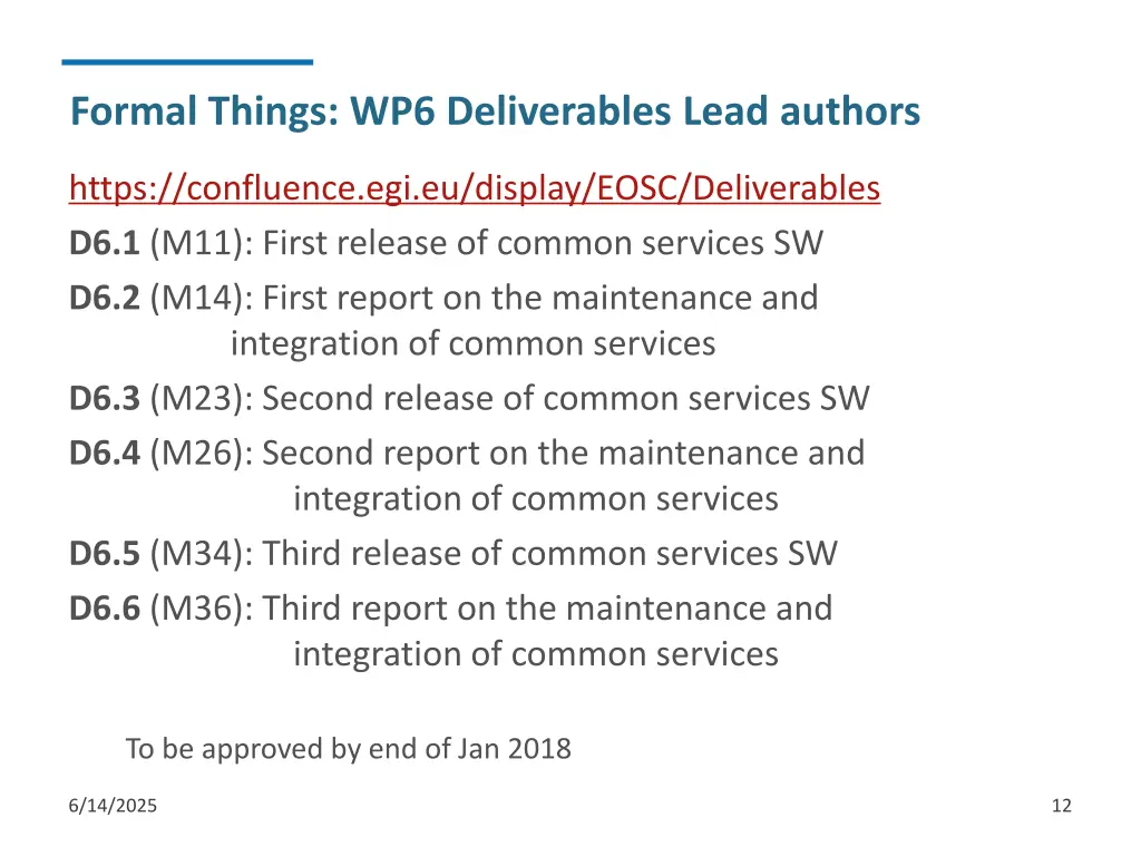 formal things wp6 deliverables lead authors