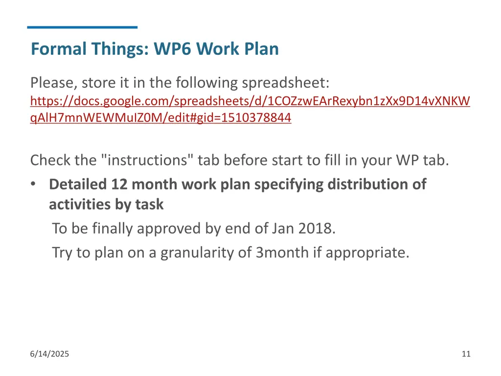 formal things wp6 work plan