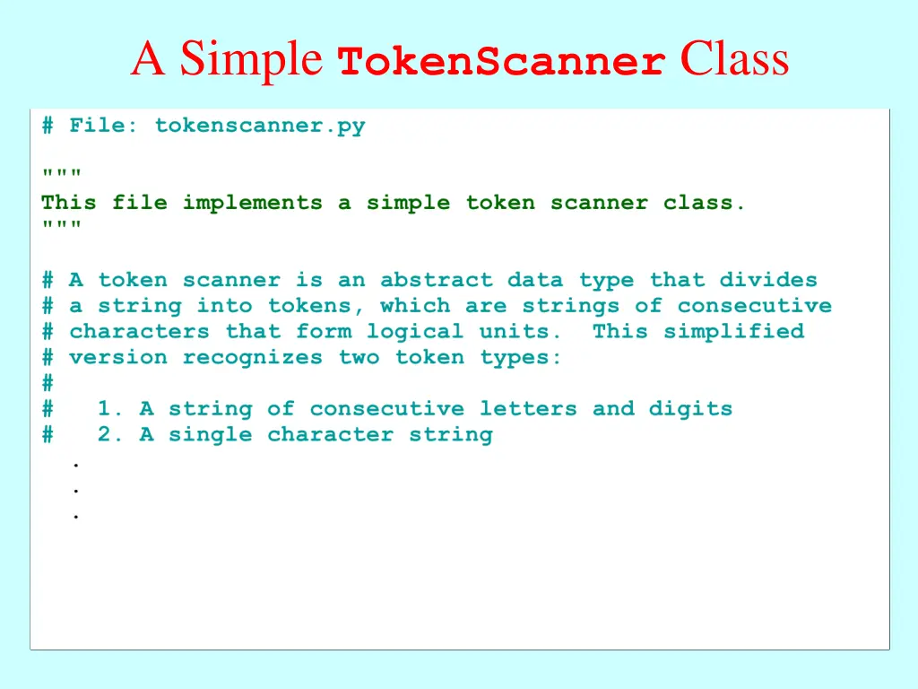 a simple tokenscanner class
