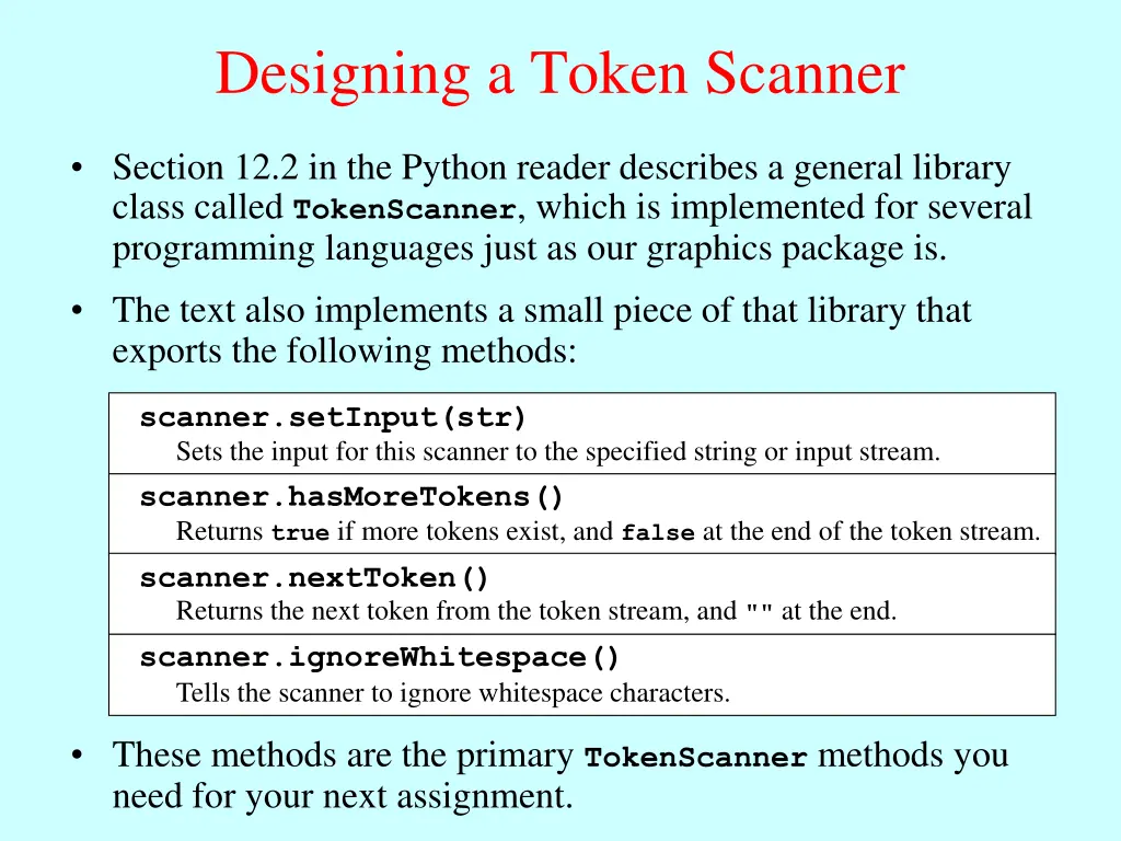 designing a token scanner
