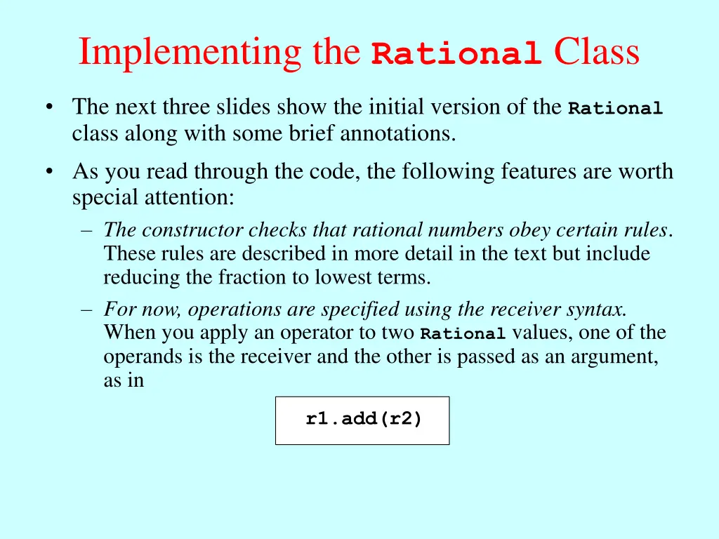 implementing the rational class