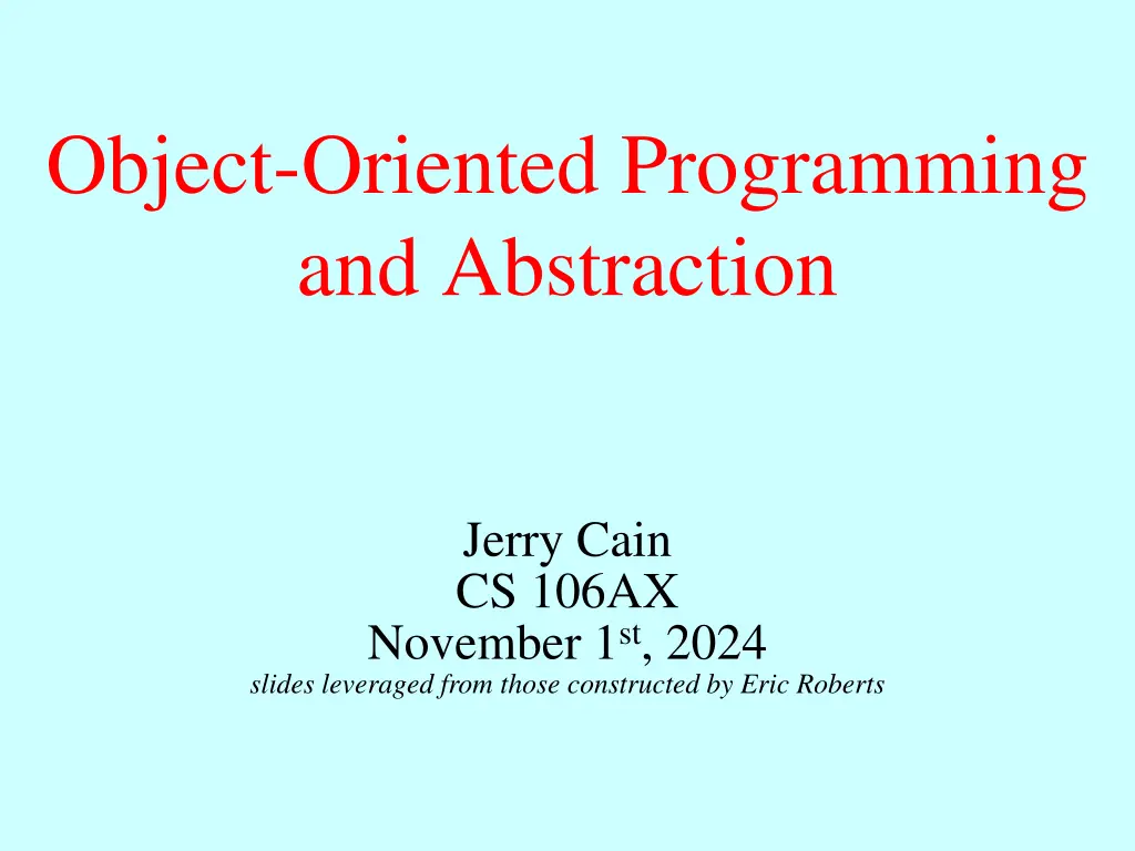 object oriented programming and abstraction