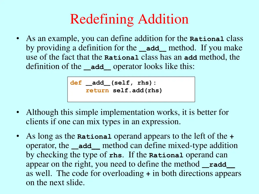 redefining addition