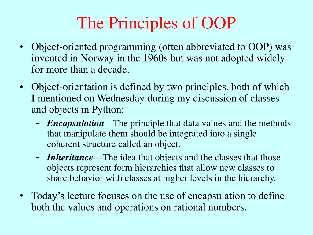 the principles of oop