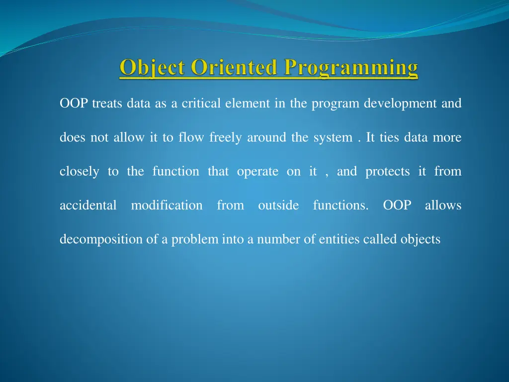 object oriented programming