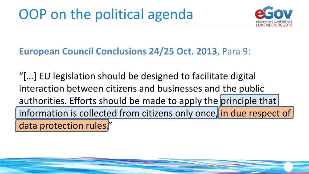oop on the political agenda
