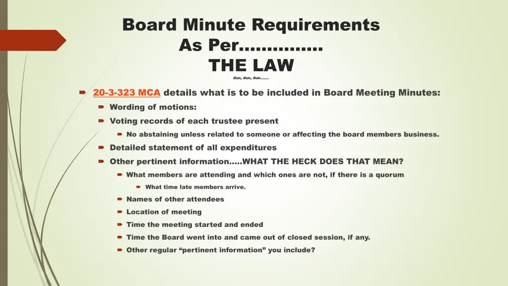 board minute requirements