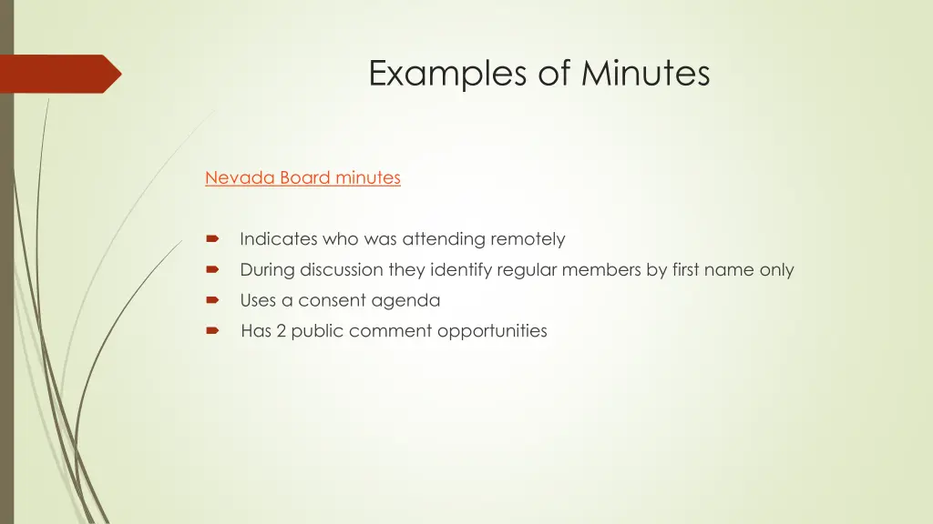examples of minutes