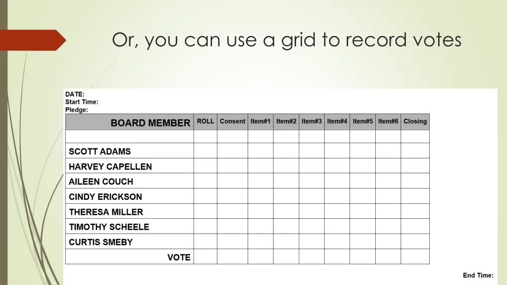 or you can use a grid to record votes
